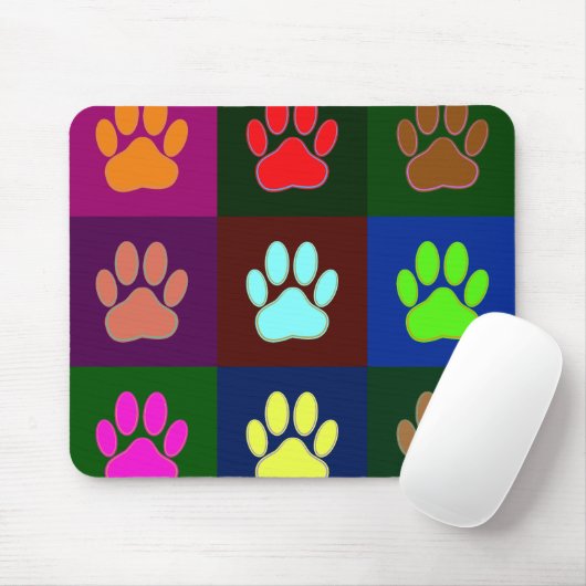 Farbige Dog Paw Print Patches Mousepad (Mit Mouse)