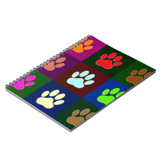 Farbige Dog Paw Print Patches Notizblock (Linke Seite)