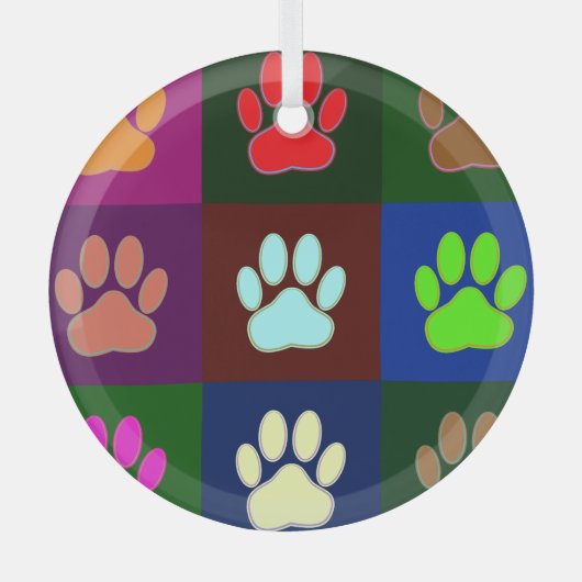 Farbige Dog Paw Print Patches Ornament Aus Glas (Vorderseite)