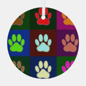 Farbige Dog Paw Print Patches Ornament Aus Glas (Rückseite)