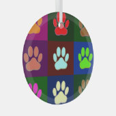 Farbige Dog Paw Print Patches Ornament Aus Glas (Vorderseite Rechts)
