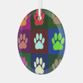 Farbige Dog Paw Print Patches Ornament Aus Glas (Vorderseite links)