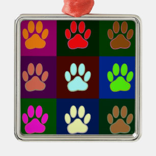 Farbige Dog Paw Print Patches Ornament Aus Metall