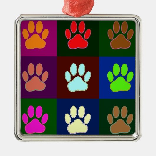 Farbige Dog Paw Print Patches Ornament Aus Metall (Vorne)
