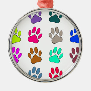 Farbige Dog Paw Print Patches Ornament Aus Metall