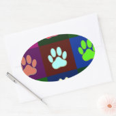 Farbige Dog Paw Print Patches Ovaler Aufkleber (Umschlag)