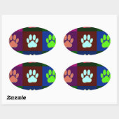 Farbige Dog Paw Print Patches Ovaler Aufkleber (Blatt)