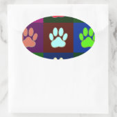 Farbige Dog Paw Print Patches Ovaler Aufkleber (Tasche)