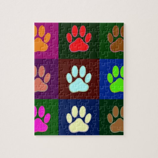 Farbige Dog Paw Print Patches Puzzle (Vertikal)