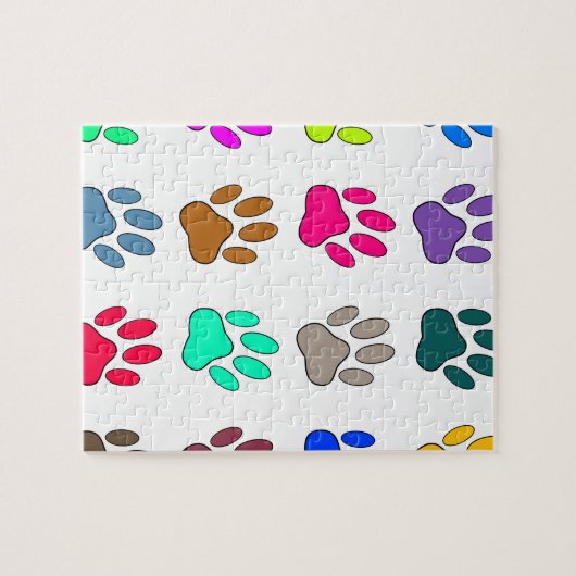 Farbige Dog Paw Print Patches Puzzle (Horizontal)