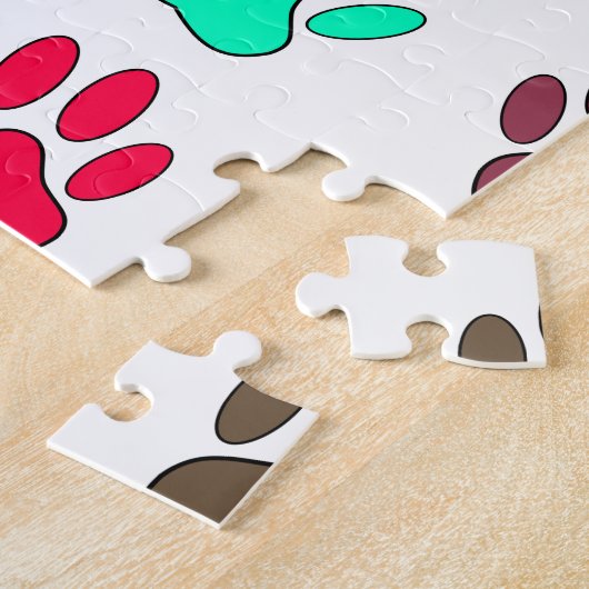 Farbige Dog Paw Print Patches Puzzle (Seite)