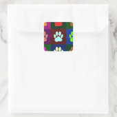 Farbige Dog Paw Print Patches Quadratischer Aufkleber (Tasche)