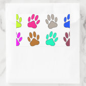 Farbige Dog Paw Print Patches Rechteckiger Aufkleber (Tasche)