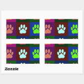 Farbige Dog Paw Print Patches Rechteckiger Aufkleber (Blatt)