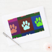 Farbige Dog Paw Print Patches Rechteckiger Aufkleber (Umschlag)