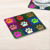 Farbige Dog Paw Print Patches Rechteckiger Pappuntersetzer (angewinkelt)