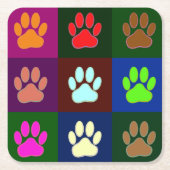 Farbige Dog Paw Print Patches Rechteckiger Pappuntersetzer (Vorderseite)