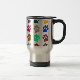 Farbige Dog Paw Print Patches Reisebecher