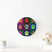 Farbige Dog Paw Print Patches Runde Wanduhr (Zuhause)