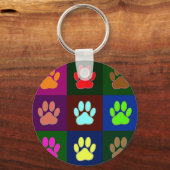 Farbige Dog Paw Print Patches Schlüsselanhänger (Vorderseite)