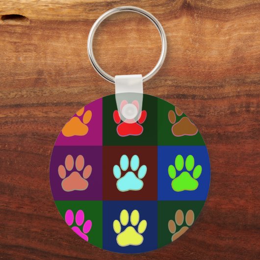 Farbige Dog Paw Print Patches Schlüsselanhänger (Vorderseite)