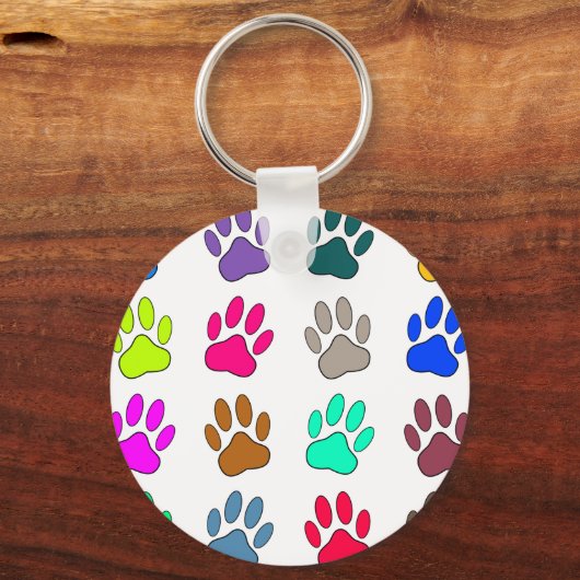 Farbige Dog Paw Print Patches Schlüsselanhänger (Vorderseite)