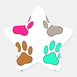 Farbige Dog Paw Print Patches Stern-Aufkleber