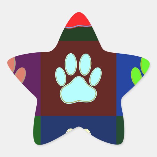 Farbige Dog Paw Print Patches Stern-Aufkleber (Vorderseite)