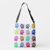 Farbige Dog Paw Print Patches Tragetaschen Mit Langen Trägern (Rückseite)
