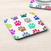 Farbige Dog Paw Print Patches Untersetzer (Linke Seite)