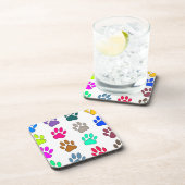 Farbige Dog Paw Print Patches Untersetzer (Rechte Seite)