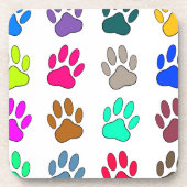 Farbige Dog Paw Print Patches Untersetzer (Vorderseite)