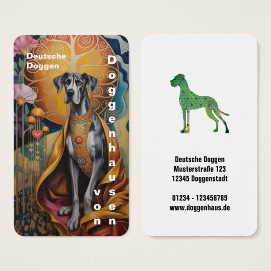 Farbige Dogge Kunst Visitenkarten (Vorne & Hinten)