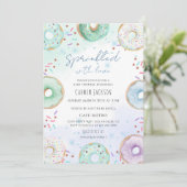 Farbige Donut-Baby-Sprinkle Einladung (Stehend Vorderseite)