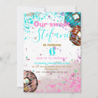 Farbige Donut-Party Einladung