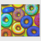 Farbige Donuts gelb Geschenkpapier (Flach)