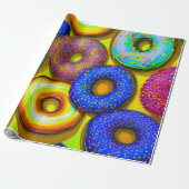 Farbige Donuts gelb Geschenkpapier (Ungerollt)