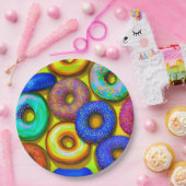 Farbige Donuts gelb Pappteller (Party)
