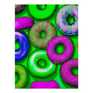 Farbige Donuts Green Poster