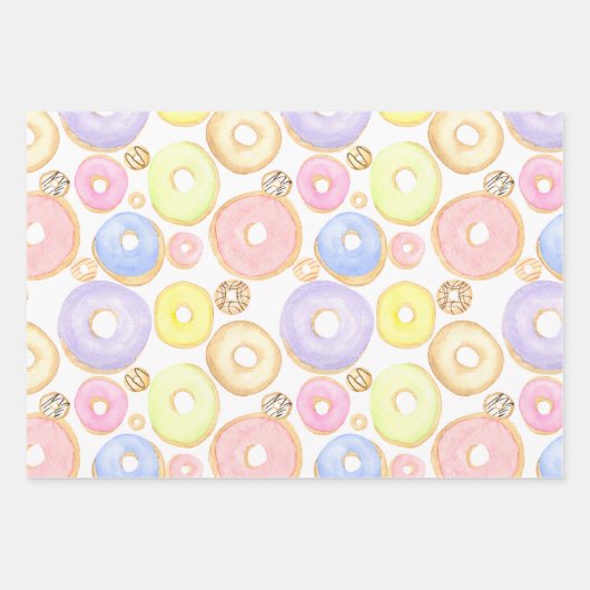 Farbige Donuts Lila gelb rosa Geschenkpapier Set (Vorderseite 3)