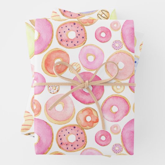 Farbige Donuts Lila gelb rosa Geschenkpapier Set (Beispiel)