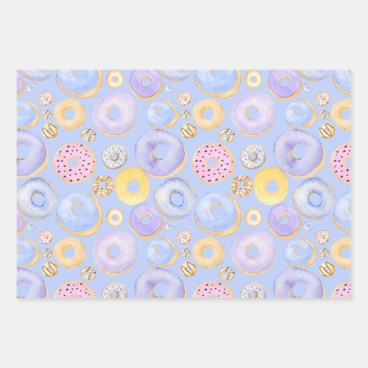 Farbige Donuts Lila gelb rosa Geschenkpapier Set (Vorderseite 2)