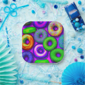 Farbige Donuts Lila Pappteller (Party)