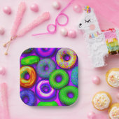 Farbige Donuts Lila Pappteller (Party)