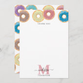 Farbige Donuts und Sprinklen Monogramm Dankeskarte (Vorne/Hinten)