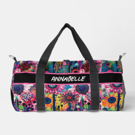 Farbige Doodle-Blume drucken Duffle Bag
