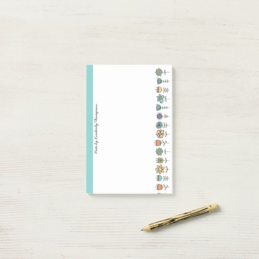 Farbige Doodle-Blume Post-it®-Hinweise Post-it Klebezettel (Auf Schreibtisch)