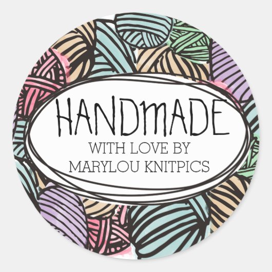 Farbige Doodle-Kugeln aus Strickfaser Runder Aufkleber (Vorderseite)