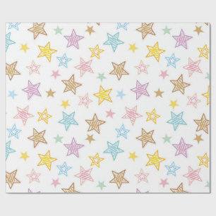 Farbige Doodle Stars Wrapping Paper Geschenkpapier
