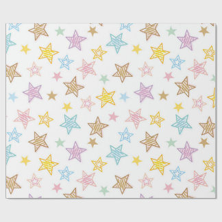 Farbige Doodle Stars Wrapping Paper Geschenkpapier